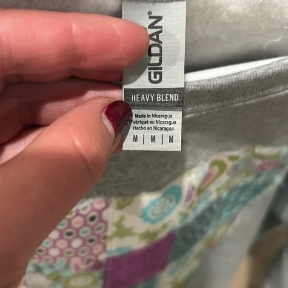 NWOT Hand Crafted gray sweatshirt with quilted patch - Picture 14 of 15